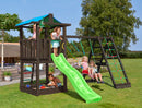 Jungle Gym - Legetårn Jungle Gym Hut, grundmalet sort, m/2-Climb Module 220 og grøn rutschebane