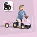 FALK - Birdy Farm Traktor med Trailer - Pink Pedaltrukket 1-3 år