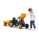 FALK - JCB Pedaltraktor med Justerbart Sæde og Trailer - 2-6 år