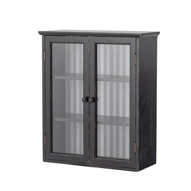 Hazem Skab i Sort Fyrretræ med Glaslåger – Creative Collection | 51x22x66 cm
