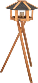 Trixie  - Natura Fuglefoderhus Rund med Stativ, Ø56x32 cm H:132 cm - Brun Lakeret Fyrretræ