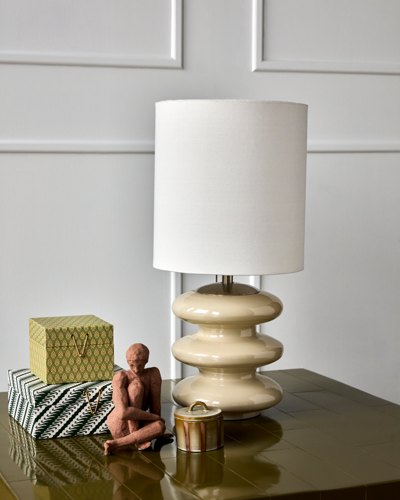 House Doctor - Bordlampe, Step, L, Sand, Råhvid