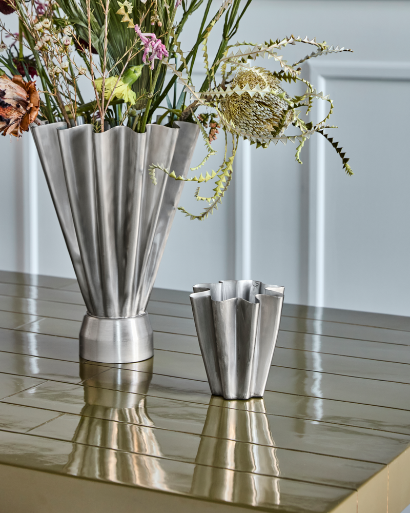 House Doctor - Vase, Flood, Børstet sølvfinish