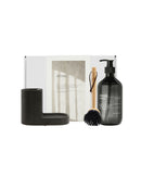 Gift box, dark grey holder + nature brush + shadow lake dish wash, 490 ml
