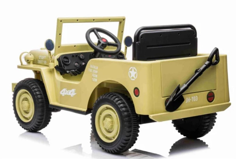 Azeno Desert 4x4, oliven grøn, 4x12V30W motor,  12V/7Ah batteri, fjernbetjening, lædersæde