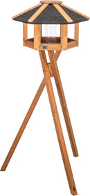 Trixie  - Natura Fuglefoderhus Rund med Stativ, Ø56x32 cm H:132 cm - Brun Lakeret Fyrretræ