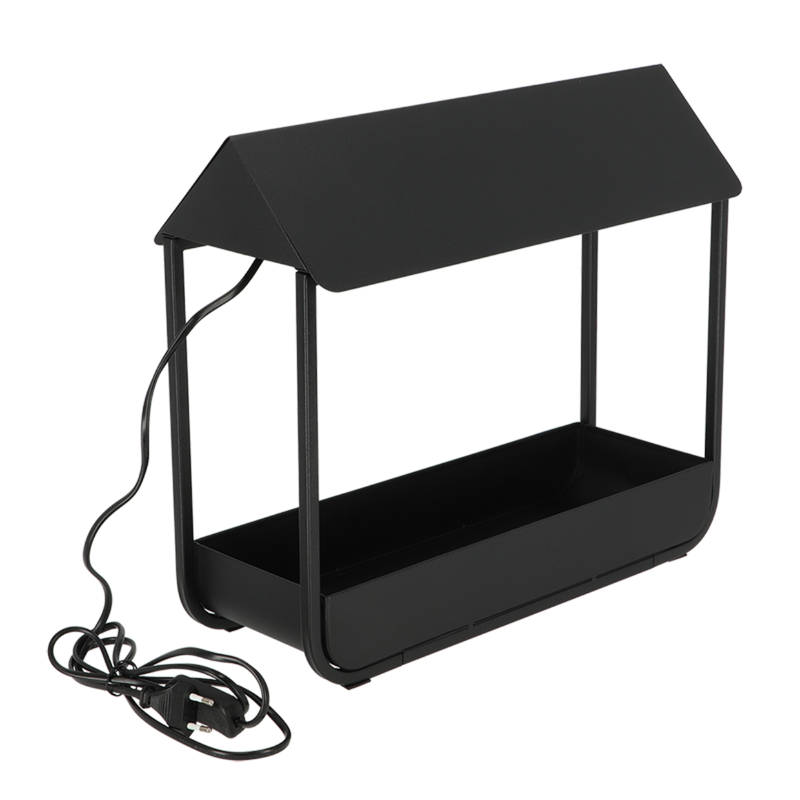 Garden Life -  Mini væksthus m. LED belysning og autotimer, Sort, 43x17x37cm