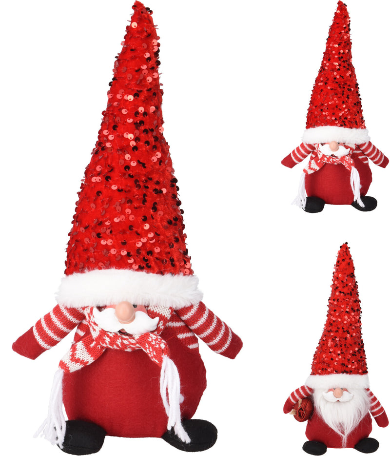 Julemand santa m. stor hat, H36 cm, 2 assorteret