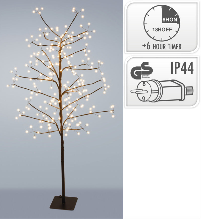 LED Juletræ H:120cm med 240 Varme Hvide Lys - Brun