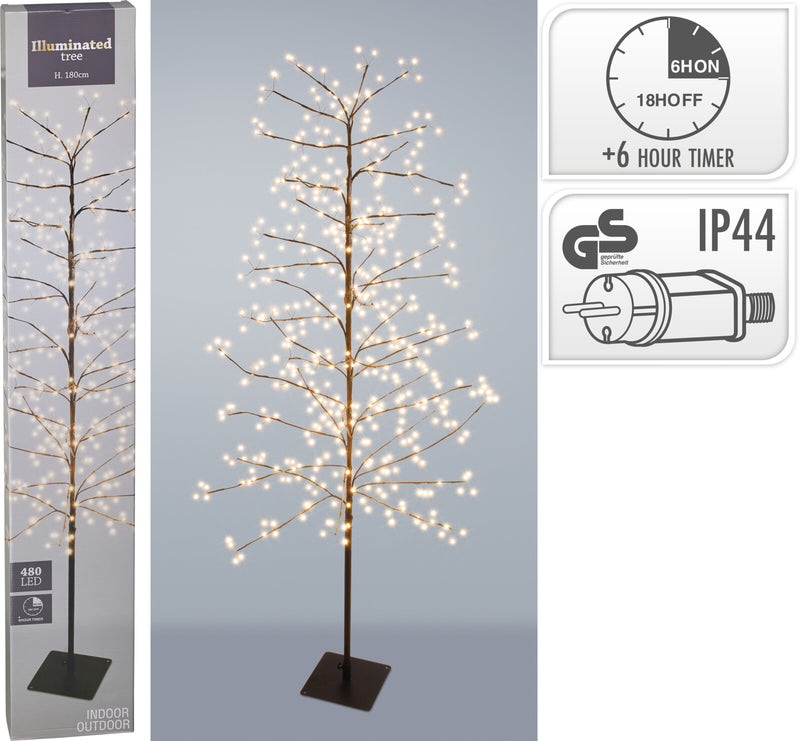 Juletræ med LED – 480 varmhvide lys – 180 cm