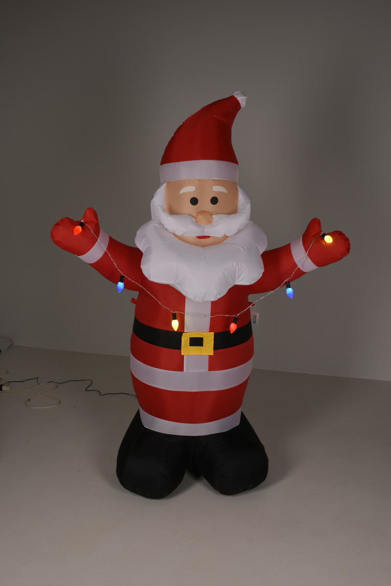 Oppustelig julemand m. LED-lys, H190 cm