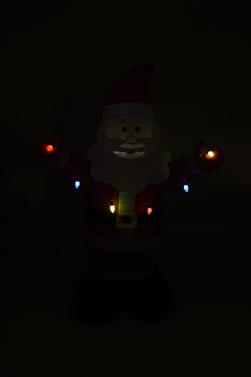 Oppustelig julemand m. LED-lys, H190 cm