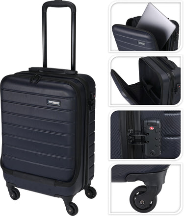 Kuffert - Trolley-kuffert 20" med frontlomme – Navy blå