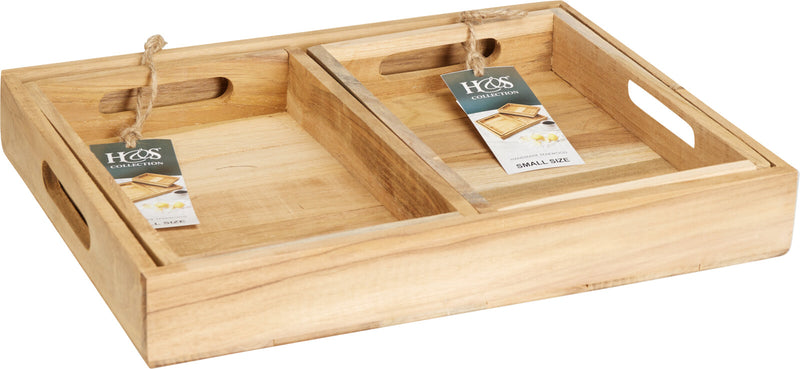 Serverings bakker - Teak træ - Sæt a 3 stk.