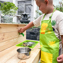 Mud Kitchen Børneforklæde – Vandtæt med justerbar hals – Grøn/ Gul – 57,5 x 35 cm