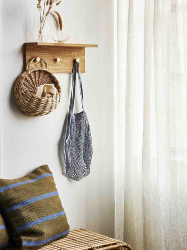 MOUD Home - STRIPE pudebetræk 50×50 cm - oliven/blå