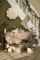 Ib Laursen -  Julesok brun/hvidstribet m/hvid kunstig pelskant