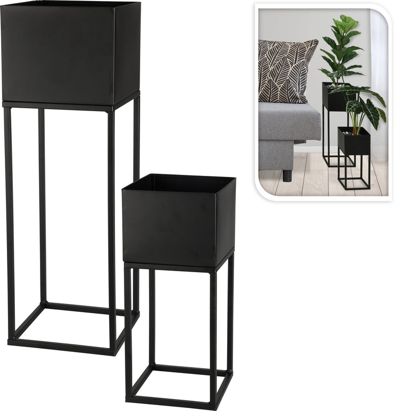 Blomsterstander sort, sæt af 2stk