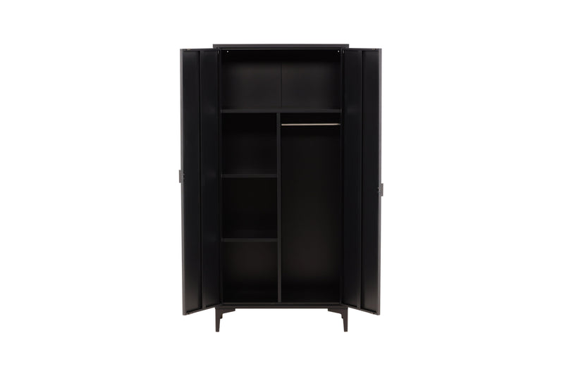 Venture Home - Piring skab – sort stål, hylder og bøjlestang – 85×45×183cm