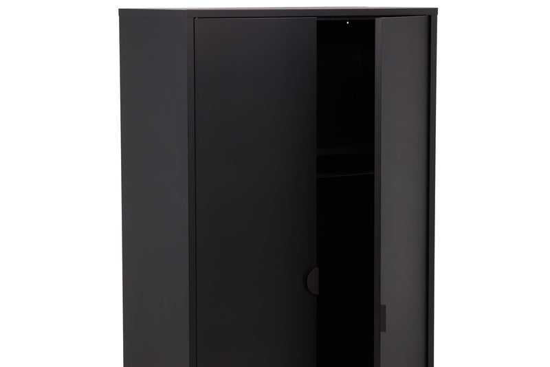 Venture Home - Piring skab – sort stål, hylder og bøjlestang – 85×45×183cm