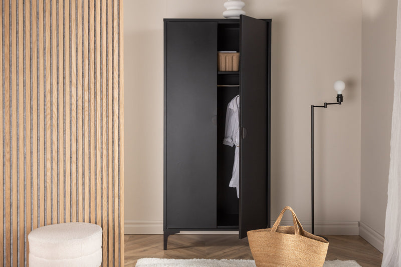 Venture Home - Piring skab – sort stål, hylder og bøjlestang – 85×45×183cm