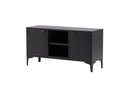 Venture Home Piring – TV‑bord / skænk i sort stål med låger og åben hylde,120×40×63cm