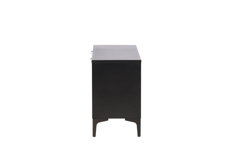 Venture Home Piring – TV‑bord / skænk i sort stål med låger og åben hylde,120×40×63cm