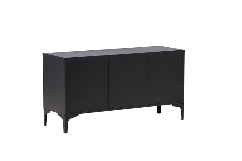 Venture Home Piring – TV‑bord / skænk i sort stål med låger og åben hylde,120×40×63cm