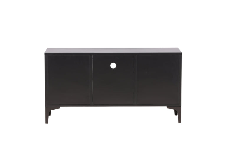 Venture Home Piring – TV‑bord / skænk i sort stål med låger og åben hylde,120×40×63cm