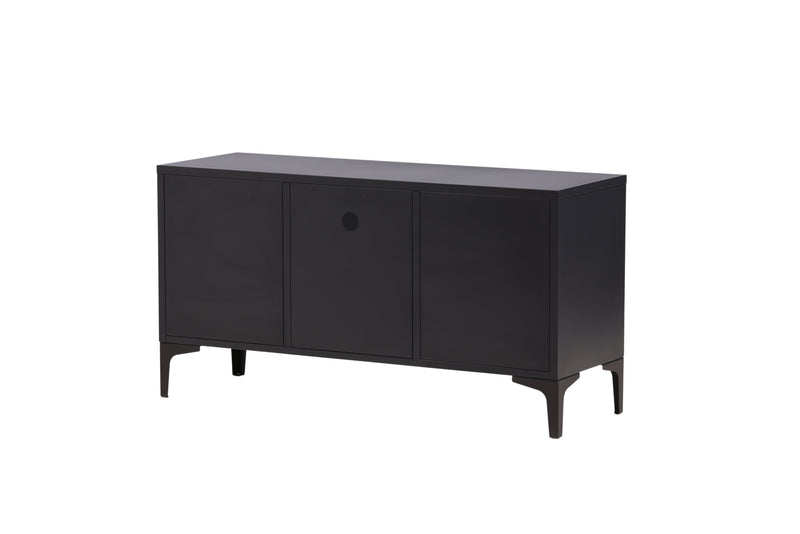 Venture Home Piring – TV‑bord / skænk i sort stål med låger og åben hylde,120×40×63cm