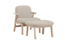Venture Home - Rile – lænestol med fodskammel – whitewash ben / beige polstring