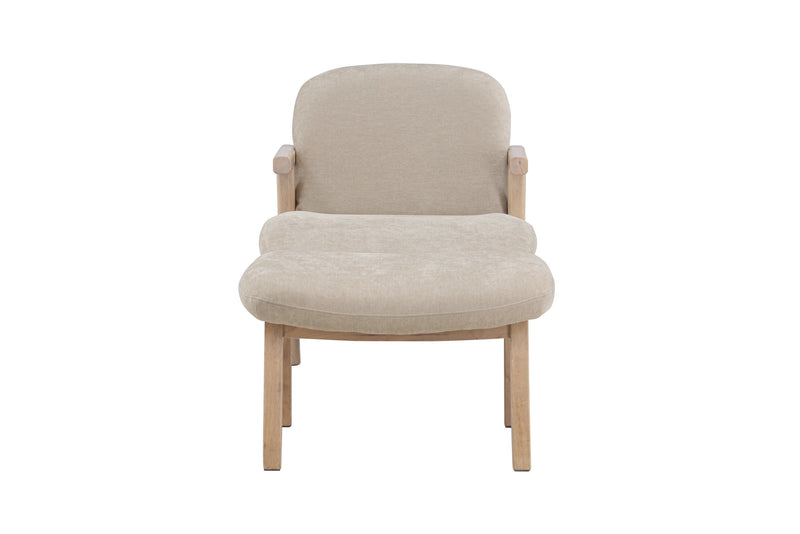 Venture Home - Rile – lænestol med fodskammel – whitewash ben / beige polstring