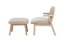 Venture Home - Rile – lænestol med fodskammel – whitewash ben / beige polstring