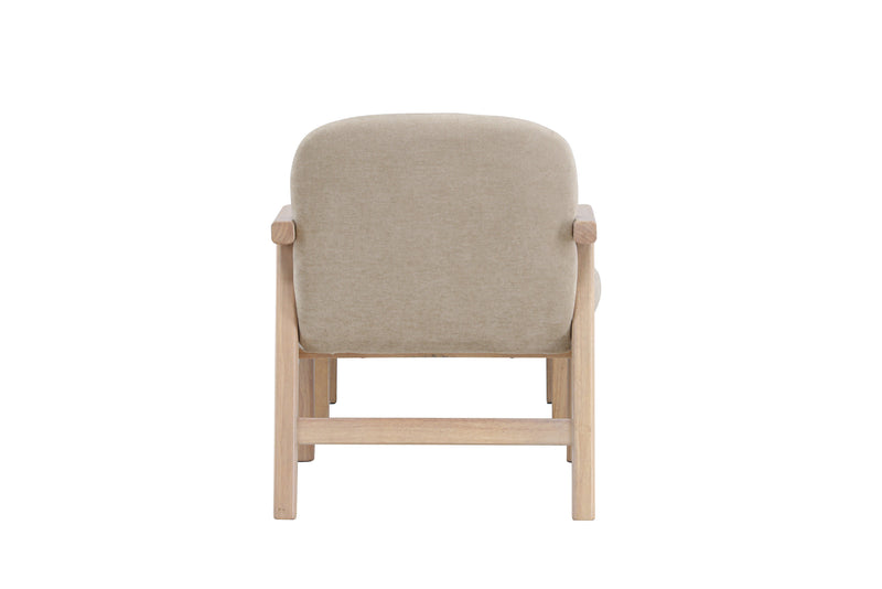 Venture Home - Rile – lænestol med fodskammel – whitewash ben / beige polstring