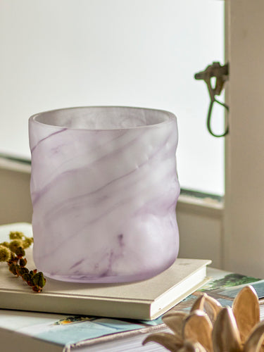 Bloomingville - Moore Fyrfadsstage, Lilla, Glas - Ø10 × H10 cm