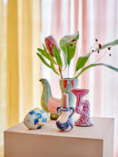 Bloomingville - Trudy Vase, Blå, Stentøj - L19 × H19 × B7,5 cm
