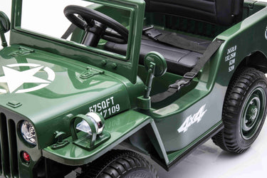 Megaleg Army Classic Adventure Elbil – 4x12V Motor, Gummihjul og Lædersæde
