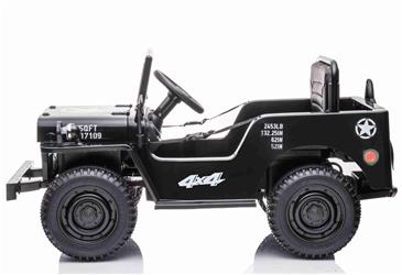 Army Classic Adventure m/4x12V Motor + Gummihjul + Lædersæde, Sort