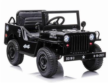 Army Classic Adventure m/4x12V Motor + Gummihjul + Lædersæde, Sort