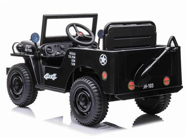 Army Classic Adventure m/4x12V Motor + Gummihjul + Lædersæde, Sort