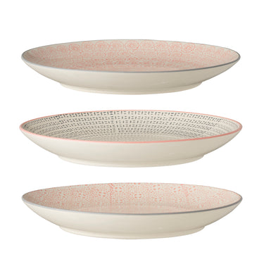Bloomingville - Cécile Tallerken, Multifarvet, Stentøj - Ø25 × H3 cm, sæt med 3