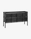 Nordal - PORTLAND kommode i jern med 8 skuffer – sort – L116 × D31 × H66 cm