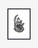 Nordal - HAND illustration med ramme – sort – B30 × H40 cm