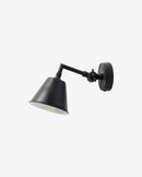 Nordal - Væglampe med afbryder – sort, 18 cm – Ø12 × H18 cm