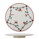 Bloomingville - Yule Fad på drejefod, Natur, Stentøj - Ø35 × H4 cm