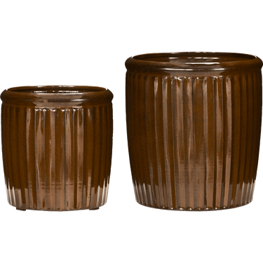 House Doctor Urtepotte, HDGroove, Brun, sæt af 2 stk.Ø20-Ø25cm