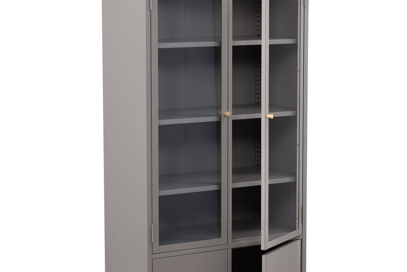 Venture Home - Bakal vitrineskab med Låger, 190x80x40,5cm - Lysegrå