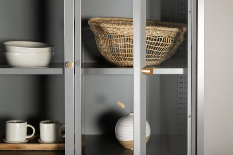 Venture Home - Bakal vitrineskab med Låger, 190x80x40,5cm - Lysegrå
