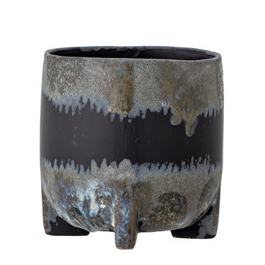 Bloomingville - Nasru Urtepotteskjuler, Sort, Stentøj - Ø15,5 × H16 cm
