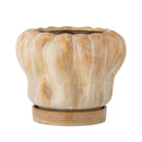 Bloomingville - Hollis Urtepotte m/underskål, Natur, Stentøj - Ø20 × H16,5 cm